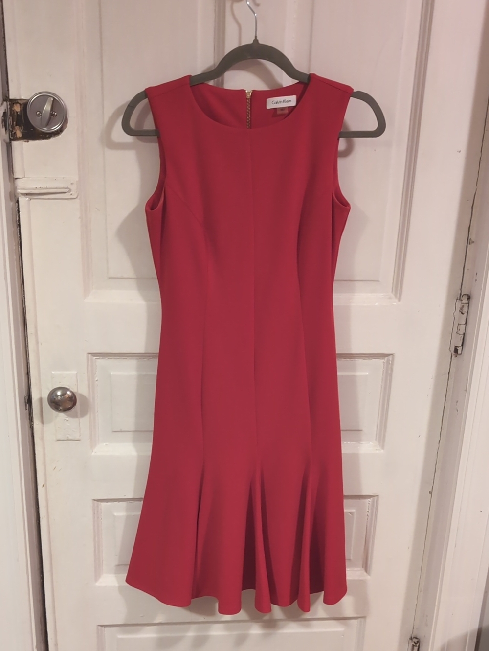 Calvin Klein Red Sleeveless Fit-and-Flare Dress
